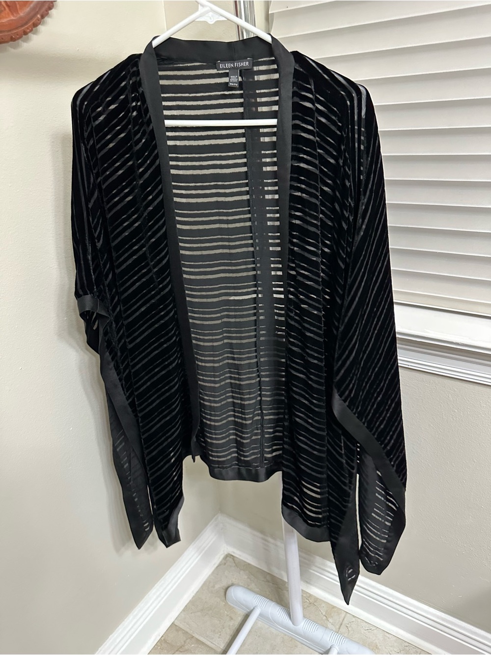 Eileen Fisher Black Striped Velvet Striped Burnout Cover